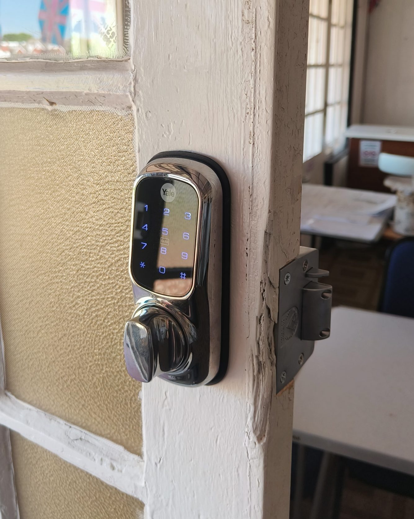 Smart lock installation East Sussex — S.T Locksmiths keyless entry installed at Hastings bowling club